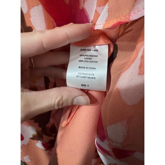 NWT Premier Amour Peach Floral Asymmetrical Midi Dress Size 4 - Picture 11 of 11